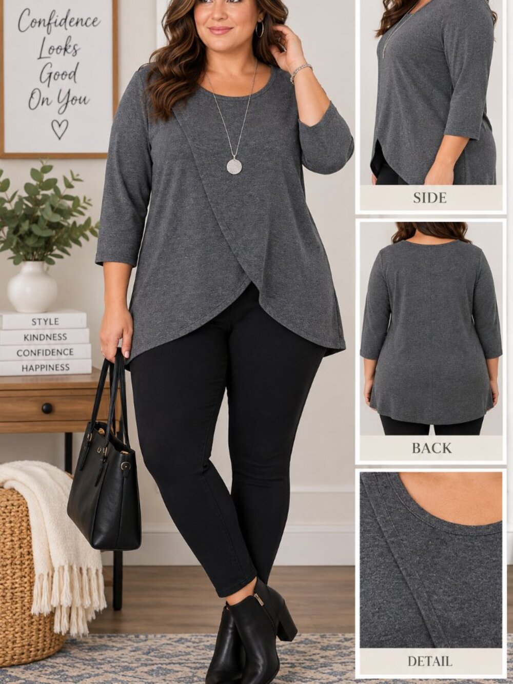 New York & Company Gray Asymmetrical Sweater Tunic – Size XL